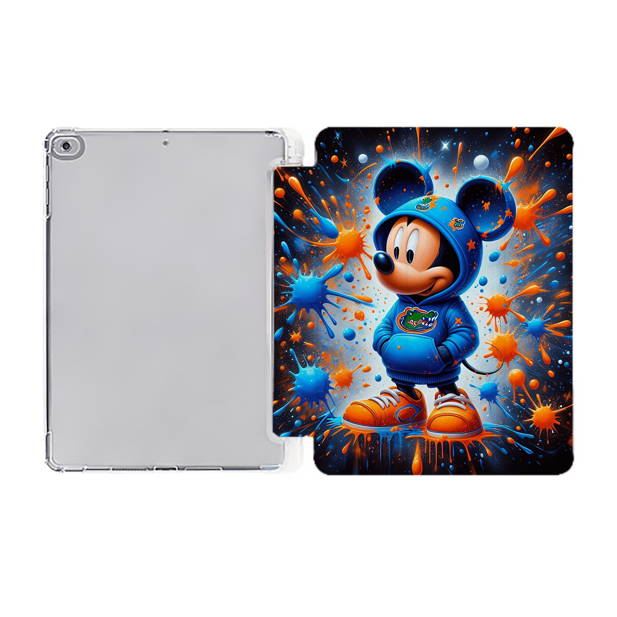 （画像用） ミッキーマウス Mickey Mouse IPad ケース ペン収納付き 三つ折りスタンド PUレザー×シリコン 対応機種9.5/10.5/10.9インチ